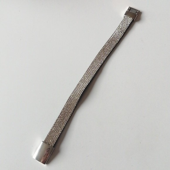 Crystal Pavé Black Flannelette Wrap Bracelet with Silver Magnetic Clasp - Picture 7 of 9